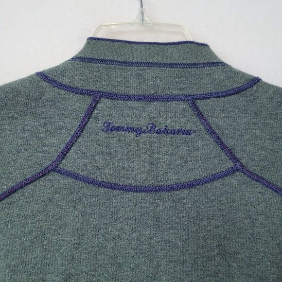 Tommy Bahama Sweater Mens XXL Reversible 1/4 Zip Golf Pullover Blue Green Logo - Picture 9 of 14